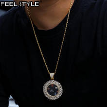 Hip Hop Custom Photo Bling Cubic Zircon Stone Roundness solid chain Necklaces & Pendants For Men women charm Jewelry 2024 - buy cheap