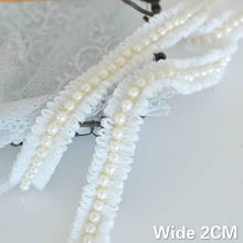 2CM Wide White Glitter Pleated Mesh Lace Fabric Embroidered Ribbon Clothing Collar Cuffs Beaded Fringe Trim DIY Sewing Supplies 2024 - buy cheap