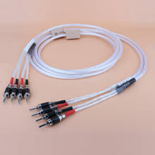 1 par de cables de altavoz de Audio chapados en plata 7n, cable de altavoz de alta fidelidad con conector de enchufe banana de fibra de carbono 2024 - compra barato