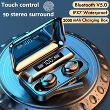 TWS Bluetooth наушники V5.0 9D стерео беспроводные светодиодные спортивные водонепроницаемые наушники мини беспроводные наушники-вкладыши 2024 - купить недорого