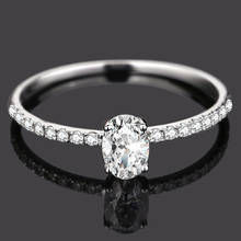 Anel feminino de ouro branco au585 14k, diamantes de moissanite 1 2 3 4 5 quilates, oval elegante, festa de casamento, anel de aniversário de noivado 2024 - compre barato