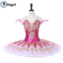 Shipping free! Rose red  adult women tutu Ballerina Competition Professional Ballet Stage Costum dress  BT9134H 2024 - buy cheap