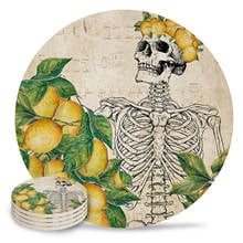 Skull Lemon Retro Coasters Coffee Table Decor Kitchen Accessories Ceramic Coaster Dinning Table Decoration Placemats 2024 - buy cheap