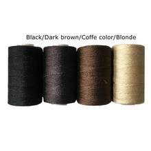 Rollos de hilo de algodón para costura de cabello tejido negro, 1 pieza de aguja curvada, 100 rollos 2024 - compra barato