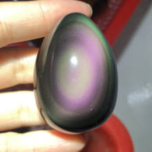 Pedra preciosa para cura reiki, ovo de obsidiana esculpido à mão em arco-íris natural de alta qualidade 2024 - compre barato