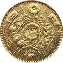 Japón 1 yen-meiji 4,7,9,10,13,25 años copia de moneda 13,5mm chapado en oro 2024 - compra barato