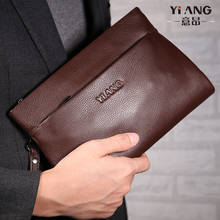 New100% Genuine Leather Men's Wallet Black Clutch Bag Long Purse Soft Handbag Business Male Small Phone Pouch Fashion minimalist 2024 - buy cheap