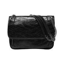 2020 New Chain Messenger  Female Tramp Cow Leather Oil Wax Leather Shoulder  Messenger Bag Luxury Handbags Women Bags Designer 2024 - buy cheap