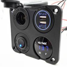 Panel de interruptor de palanca de encendido/apagado, Cargador USB Dual, voltímetro de enchufe de encendedor de cigarrillos para coche, barco, barco, RV, camión, azul/verde/rojo 2024 - compra barato