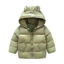 winter new solid color small ears hooded boys and girls cotton small children's clothing children's cotton jacket boys clothes 2024 - купить недорого