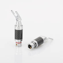 4Pcs Carbon Fiber Rhodium Plated Y Spade Plug Speaker Cable Connector Screw Locking 2024 - buy cheap