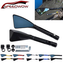 SPEEDWOW Motorcycle Handlebar Rear View Mirror Rear Motorbike Triangle Side Mirrors For Honda Yamaha KawasakiZ750 Suzuki Ducati 2024 - buy cheap