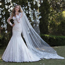 Пикантное тонкое кружевное платье цвета шампанского с длинной аппликацией, свадебное платье с открытой спиной и кристаллами, свадебные платья, свадебное платье 2024 - купить недорого
