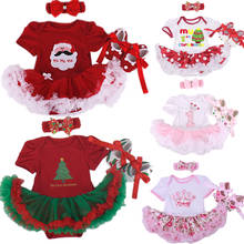 Conjuntos de 3 peças de roupas para meninas, roupas infantis de princesa, vestido tutu, macacão, natal, festa de aniversário, vestido 2024 - compre barato