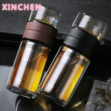 XINCHEN  Double Layer Glass Bottle Creative High Borosilicate Glass Cup Tea Teacher Separation Water Bottle 320ML + 200ML 2024 - buy cheap