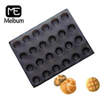 Meibum 24 Cavity Round Biscuits Bread Mould Cookie Eclair Bun Baking Mold Non Stick Porous Glass Fiber Silicone Bake Tray 2024 - buy cheap