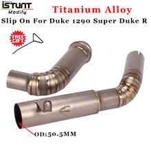 For KTM 1290 Super Duke R Motorcycle Full Exhaust Escape Modified Titanium Alloy Slip On Middle Link Pipe 51mm Without Muffler 2024 - buy cheap