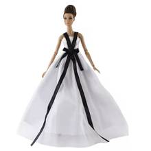 Vestido de princesa para barbie, vestido de princesa com laço branco, roupas para festa noturna, acessório da boneca bjd, brinquedos diy, presentes para meninas 2024 - compre barato