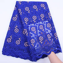 Swiss Voile Lace In Switzerland Royal Blue African Holes Cotton Lace Fabric Nigerian Dry Lace Fabrics For Wedding Dress Y1776 2024 - buy cheap