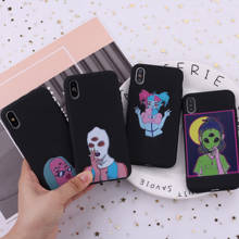 Alien Art-funda de silicona blanda para iPhone, carcasa de color negro para modelos 12, 13, 11 Pro Max, Mini, 8, 8Plus, X, XS Max, 7, 7Plus y XR 2024 - compra barato