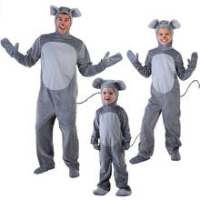Kids children adult grey mouse Costume Animal Onesies halloween  party mouse Cosplay Costume Fancy Dress Jumpsuit with hat glove 2024 - buy cheap