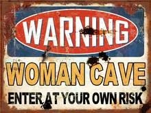 WOMAN CAVE Decorative Boards Metal Plate Posters on the Wall Indoor Party Signs Bar Accessories Plaque Vintage Decor Toilet Sign 2024 - buy cheap