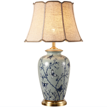 Large American Country Birds Ceramic Dimmer Table Lamp Foyer Parlor Elegant Chinese Porcelain Wedding Decor Reading Light 2058 2024 - buy cheap