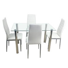 Набор столовых приборов обеденный стол из закаленного стекла с 4 стульями кухонный стол стеклянный стол столовая мебель доставка из США 2024 - купить недорого