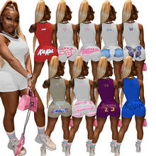 Сексуальный летний спортивный костюм Adogirl с принтом, женский топ и шорты, повседневный комплект из двух предметов для активного отдыха, женские джоггеры, спортивная одежда, 2021 2024 - купить недорого