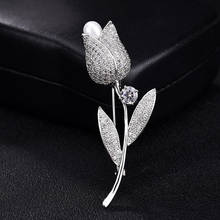 Beautiful Tulip Brooch Pin With Pearl Wedding Bridal Banquet Dress Decorative Scarf Accessorie For Women's Luxury Jewelry Brooch 2024 - buy cheap