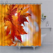 Outono maple folha cortina de chuveiro estilo nórdico planta impressão à prova dwaterproof água banheiro cortina poliéster tecido banho banho conjuntos 2024 - compre barato