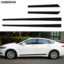 Estilo do carro De Fibra De Carbono Decalque Saia Lateral Do Carro Etiqueta Acessórios de Automóveis Para Ford Mondeo 2013 2014 2015 2016 2017 2018 2019 2024 - compre barato