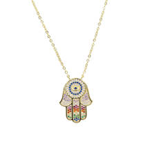 Gold color 41+5cm Necklace Bohemia Sequin Coins Delicate Chain Necklace with CZ Evil Eye Hamsa Hand Necklace for Women 2024 - buy cheap