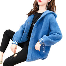 Top selling product Youth Clothing Shaggy Coat Fashion Women Fur Outerwear Autumn / Winter Hooded Imitation Mink Cardigan 408 2024 - buy cheap