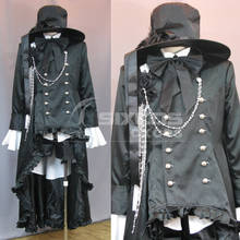 Fantasia de mordomo preto, fantasia de mordomo para cosplay, conjunto completo de roupas paly personalizadas 2024 - compre barato