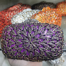 Bolso de mano de cristal púrpura para mujer, Cartera de noche con diamantes de imitación, para la cena, 2021 2024 - compra barato