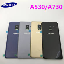 SAMSUNG Galaxy A8 A8 plus 2018 A530 A730 Задняя стеклянная крышка для аккумулятора задняя дверь корпус чехол для SAMSUNG A8 A8 + Задняя стеклянная крышка 2024 - купить недорого