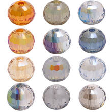 Bola redonda de vidro facetado 14/16mm, miçanga banhada a cristal com grande furo para fazer você mesmo, acessórios de joias & pulseiras femininas com 10 peças 2024 - compre barato