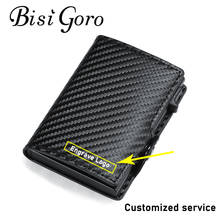 BISI GORO-cartera con grabado RFID para hombre, tarjetero de aluminio personalizado con nombre y logotipo, de fibra de carbono, con broche de PU 2024 - compra barato