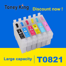Toney King-cartucho de tinta de repuesto T0821 T0822 T0823 T0824 T0825 T0826 para impresora Epson Stylus Photo T50 R290 R295 R390 RX590 2024 - compra barato