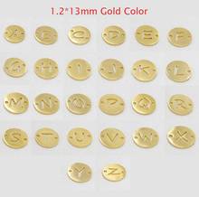 100% Stainless Steel Round Hollow A-Z Alphabet Charm 2 Hole Metal Letter Connector Mirror Polished 26pcs 2024 - buy cheap