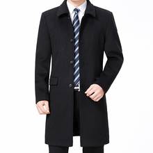 Jaqueta de lã masculina casual, plus size, 3xl, 4xl, outono e inverno, s & lã, misturas, gola virada para baixo, casaco masculino 2024 - compre barato