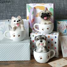 Simulation Animal Desk Decoration Resin Teacup Dog Miniature Figurines Cute Craft Gift Home Decoration Accessories Modern 2024 - buy cheap