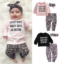 Conjuntos de ropa para niña recién nacida, Camiseta con estampado de leopardo, pantalones y Diadema, ropa de 0 a 4 años 2024 - compra barato