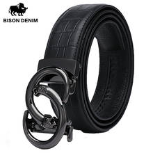 BISON DENIM Genuine Leather Men Belt Luxury Leather Strap Automatic Buckle Cowskin Belt for Male High Quality W71510 2024 - buy cheap