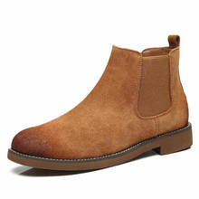 Alta qualidade dos homens de luxo moda chelsea botas couro genuíno sapatos outono inverno bota cowboy tornozelo botas zapatos hombre botines 2024 - compre barato