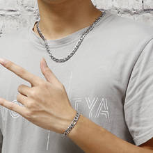 Conjunto de collar y pulsera de cadena de acero inoxidable NK para hombre, conjunto de joyería de Hip-Hop, cadena Figaro Punk, 9mm de ancho, 24 ''+ 9'' 2024 - compra barato