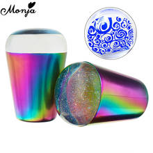 Monja 2 Styles Holographic Handle Nail Art Jelly Silicone Stamper With Cap Transfer Stamping Plate DIY Manicure Tool Kit 2024 - купить недорого