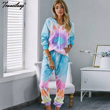 Conjunto Mujer Tie Dye Two Pieces Pants Set Lounge Wear Women Hoodies Tracksuits Suit 2020 Autumn Sweatpants Fashion Clothing 2024 - buy cheap