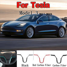 For Tesla Model 3 2017-2019 ABS plastic Black/Carbon Fiber Steering Wheel Sequin Steering Wheel Decoration Cover Car Accessories 2024 - buy cheap